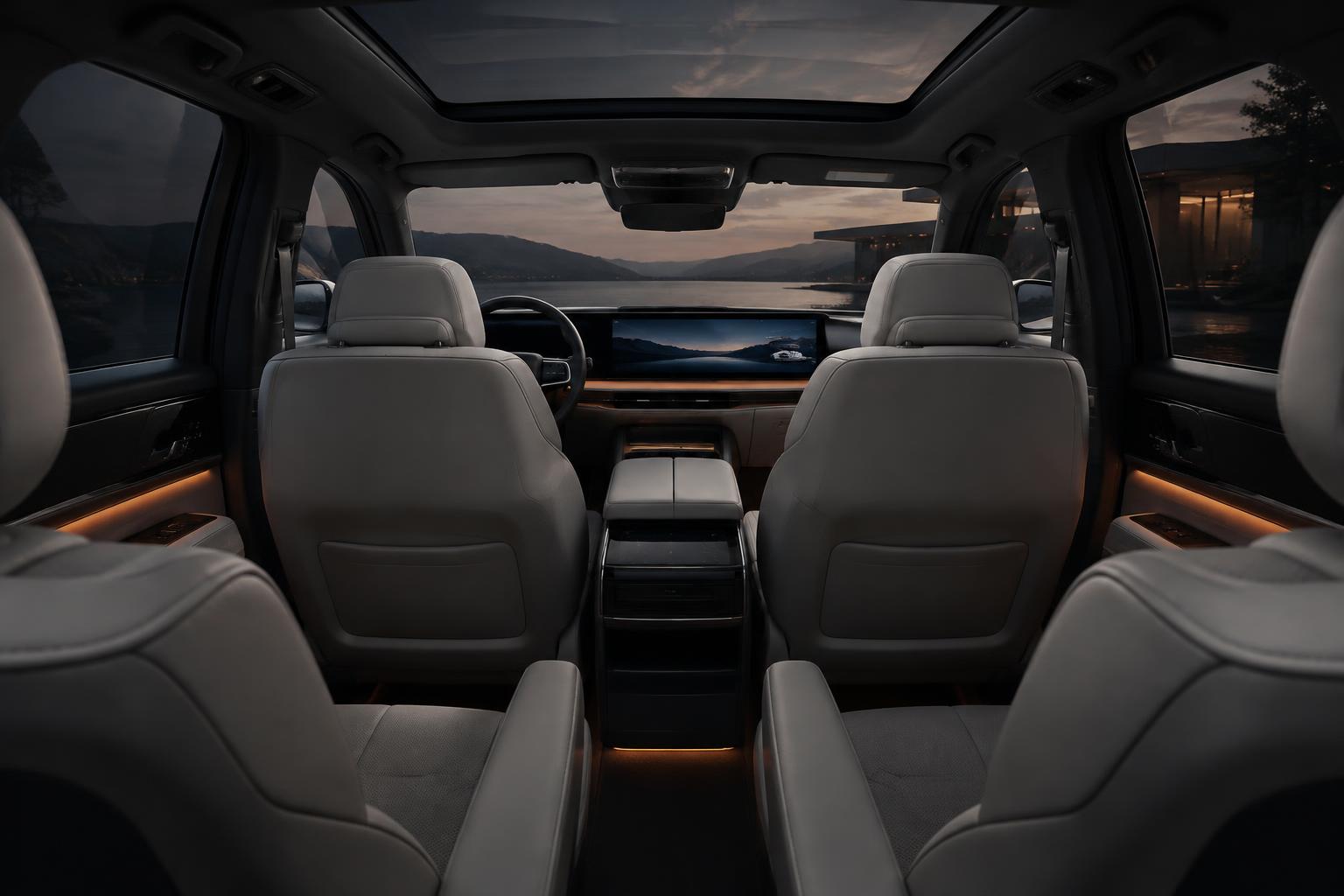 Habitáculo de un SUV eléctrico visto desde los asientos traseros (imagen ilustrativa)